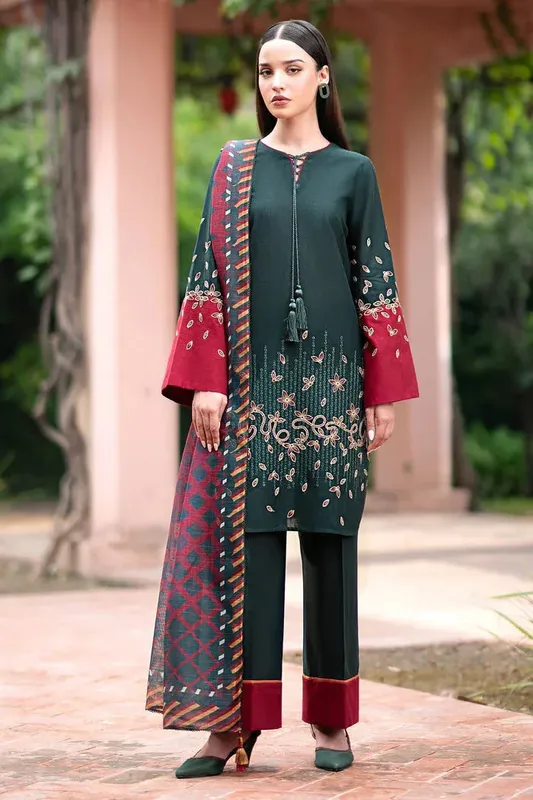 Jazmin Winter Edition 24 Green Khaddar – view 1 – Poshaq