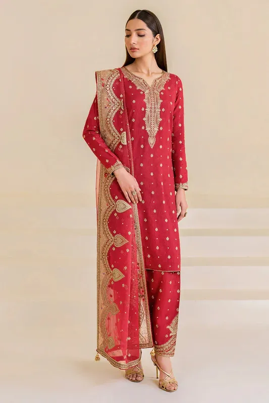 Jazmin Formals Collection Red Raw Silk – view 1 – Poshaq