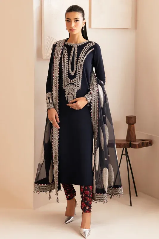 Jazmin Formals Collection Navy Blue Raw Silk – view 1 – Poshaq