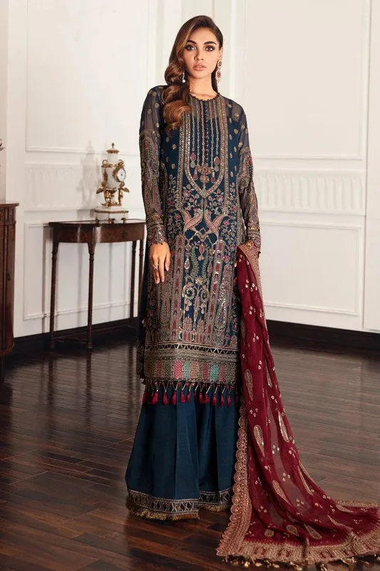 Jazmin Formals Collection Navy Blue Raw Silk – view 1 – Poshaq