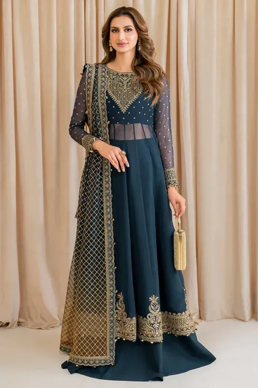 Jazmin Formals Collection Navy Blue Raw Silk – view 1 – Poshaq