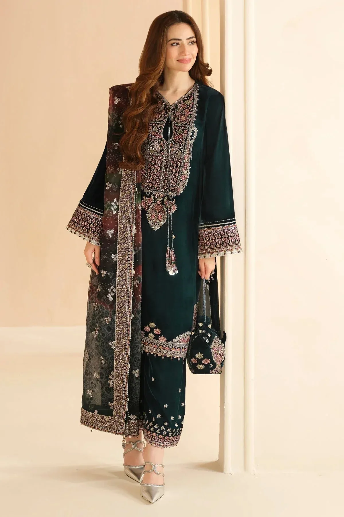 Jazmin Velvet Edit 24 Teal Raw Silk – view 1 – Poshaq