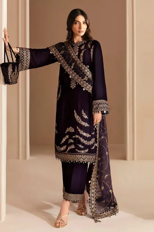 Jazmin Velvet Edit 24 Purple Georgette – view 1 – Poshaq