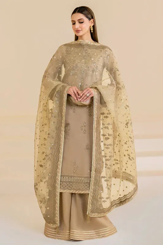 Jazmin Formals Collection Beige Raw Silk – view 1 – Poshaq