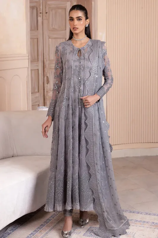 Jazmin Formals Collection Grey Raw Silk – view 1 – Poshaq
