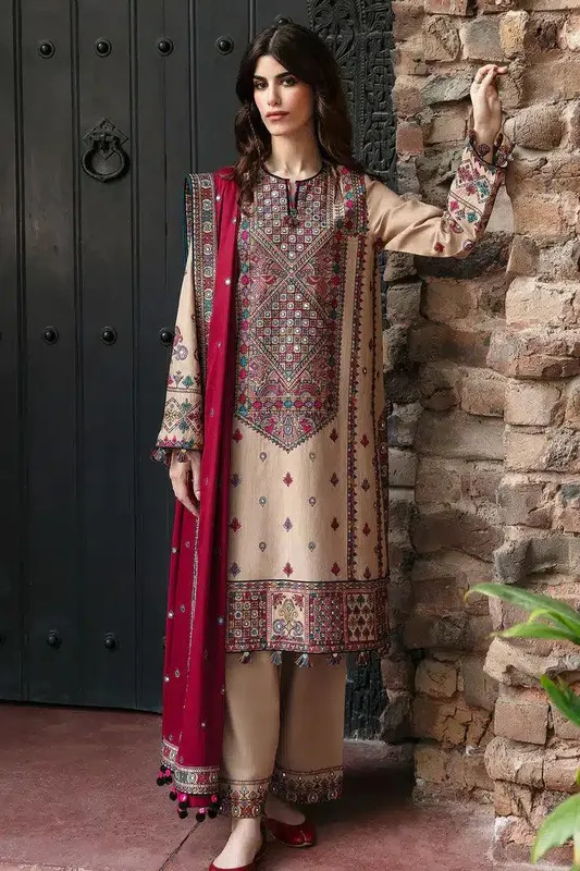 Jazmin Dastaan Luxury Winter 23 Beige Khaddar – view 1 – Poshaq