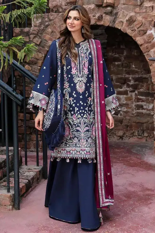 Jazmin Dastaan Luxury Winter 23 Blue Khaddar – view 1 – Poshaq