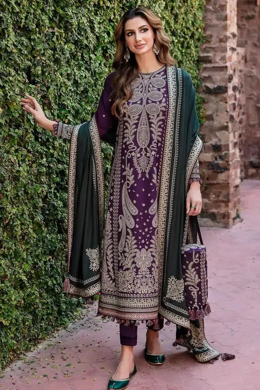 Jazmin Dastaan Luxury Winter 23 Purple Khaddar – view 1 – Poshaq