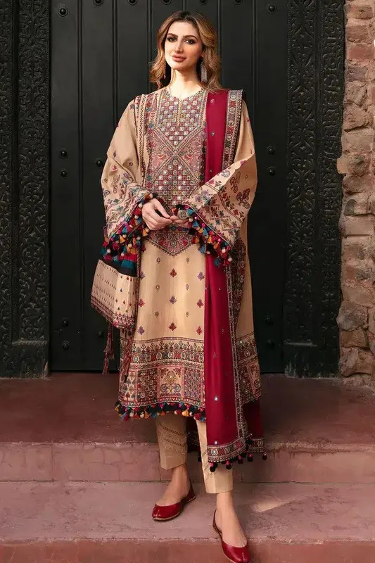 Jazmin Dastaan Luxury Winter 23 Beige Khaddar – view 1 – Poshaq