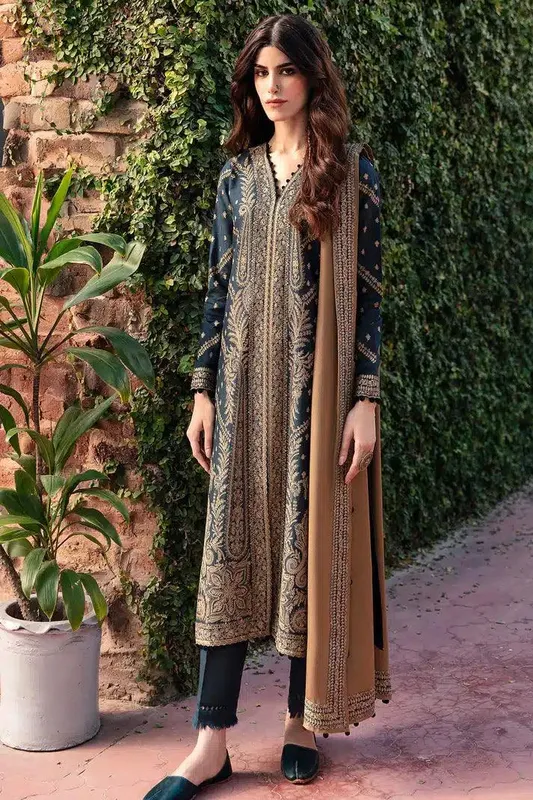 Jazmin Dastaan Luxury Winter 23 Teal Khaddar – view 1 – Poshaq