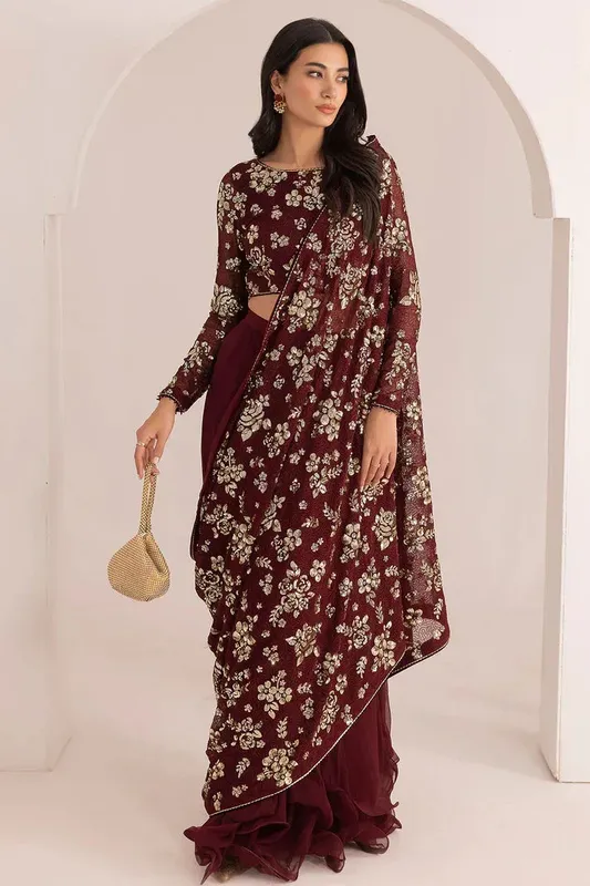 Jazmin Formals Collection Maroon Chiffon – view 1 – Poshaq