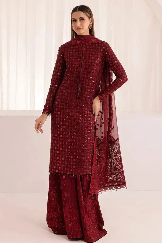 Jazmin Formals Collection Maroon Raw Silk – view 1 – Poshaq
