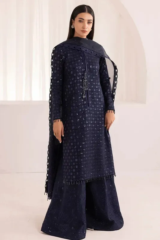 Jazmin Formals Collection Navy Blue Raw Silk – view 1 – Poshaq