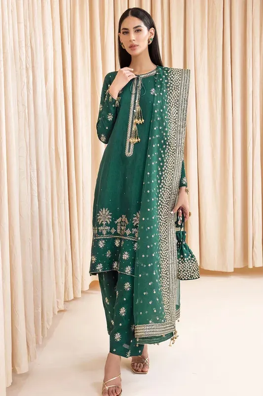 Jazmin Formals Collection Green Raw Silk – view 1 – Poshaq