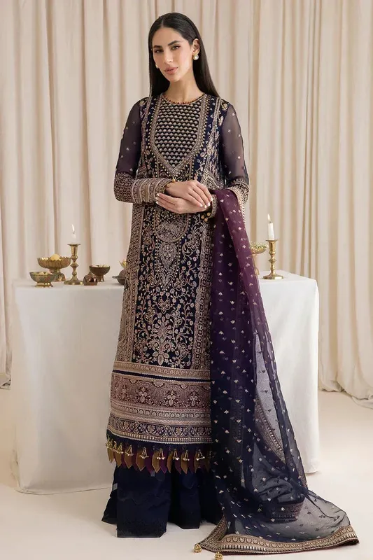Jazmin Formals Collection Navy Blue Raw Silk – view 1 – Poshaq