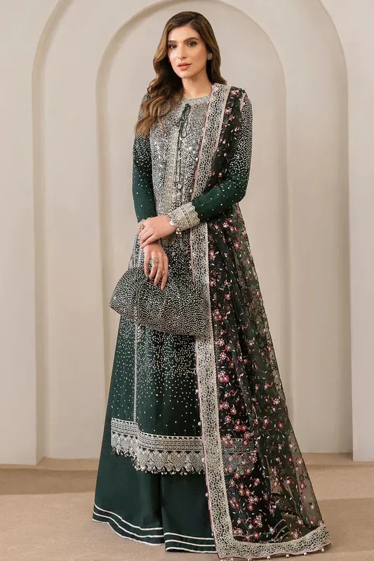 Jazmin Wedding Formals Bottle Green Raw Silk – view 1 – Poshaq