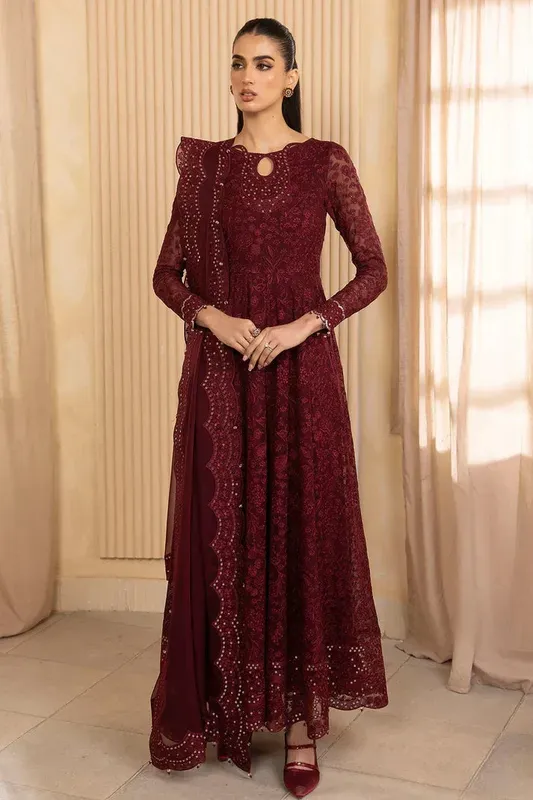 Jazmin Formals Collection Maroon Chiffon – view 1 – Poshaq