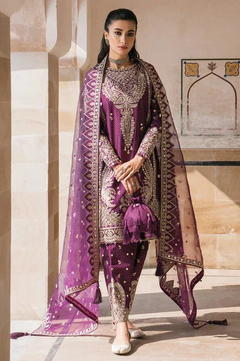 Jazmin Shahkaar Luxury Lawn 24 Purple Organza – view 1 – Poshaq
