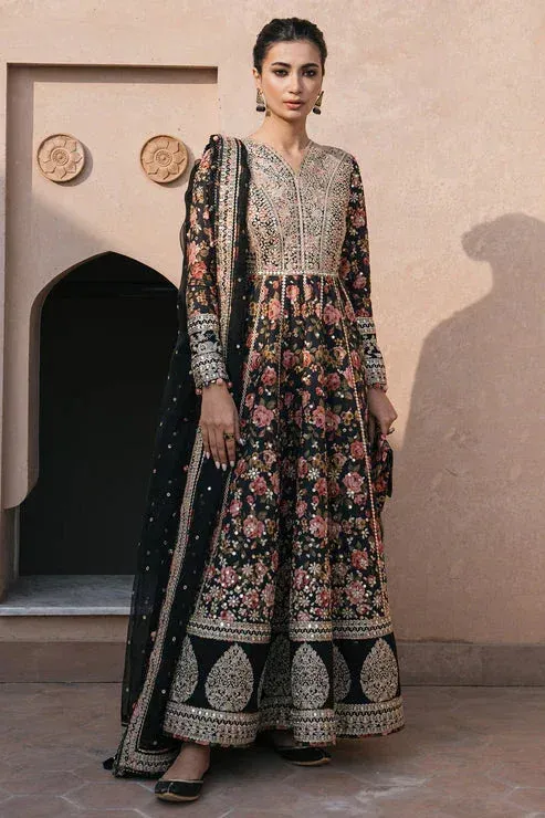 Jazmin Shahkaar Luxury Lawn 24 Black Organza – view 1 – Poshaq