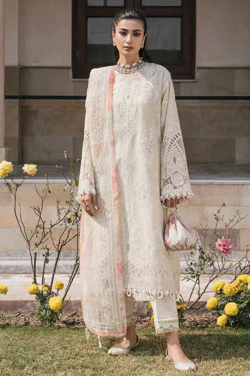 Jazmin Shahkaar Luxury Lawn 24 Off White Organza – view 1 – Poshaq