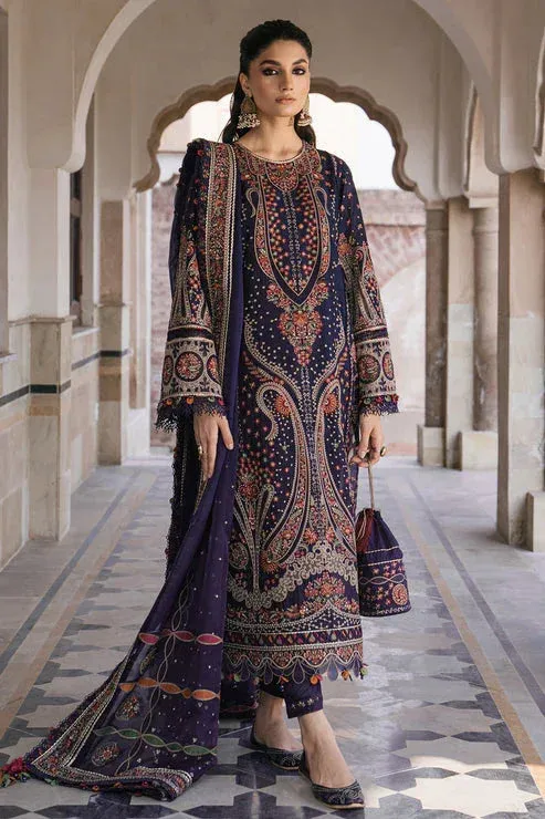 Jazmin Shahkaar Luxury Lawn 24 Blue Organza – view 1 – Poshaq
