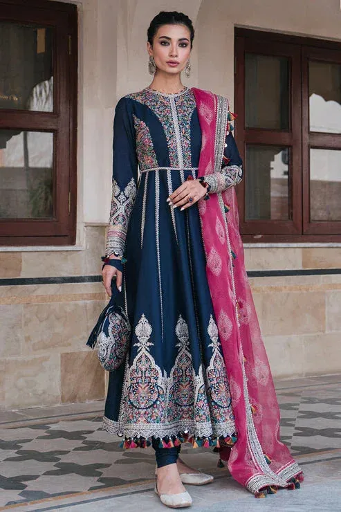 Jazmin Shahkaar Luxury Lawn 24 Blue Organza – view 1 – Poshaq