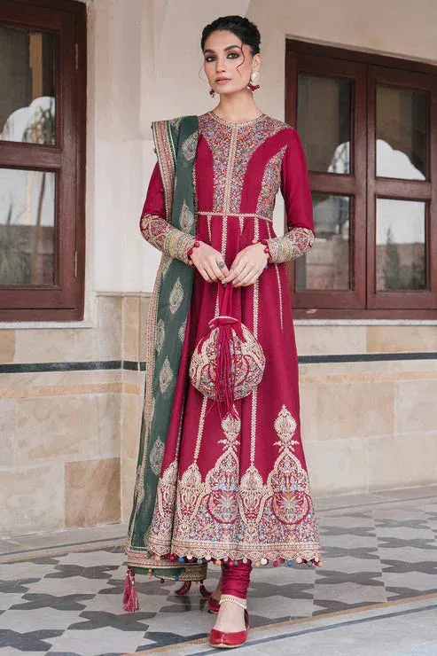 Jazmin Shahkaar Luxury Lawn 24 Maroon Organza – view 1 – Poshaq