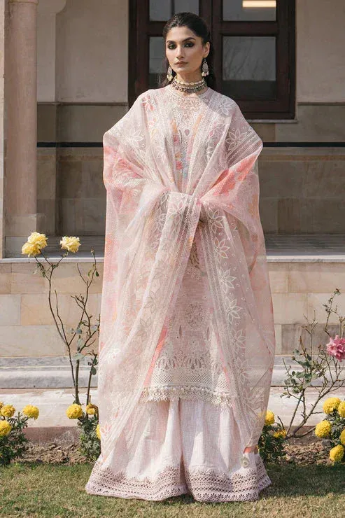 Jazmin Shahkaar Luxury Lawn 24 Peach Organza – view 1 – Poshaq