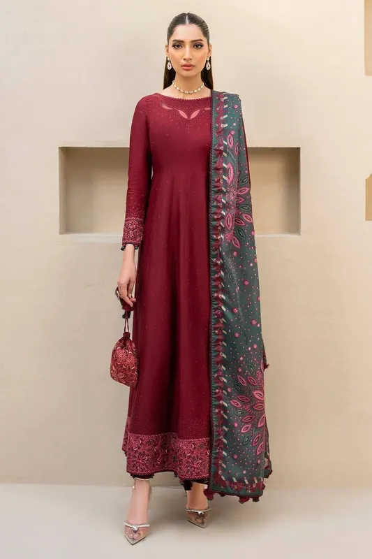Jazmin Irish Lawn SS 24 Maroon Cambric – view 1 – Poshaq