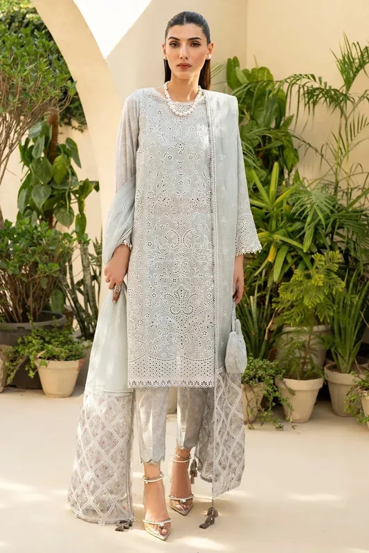 Jazmin Irish Lawn SS 24 Off White Organza – view 1 – Poshaq