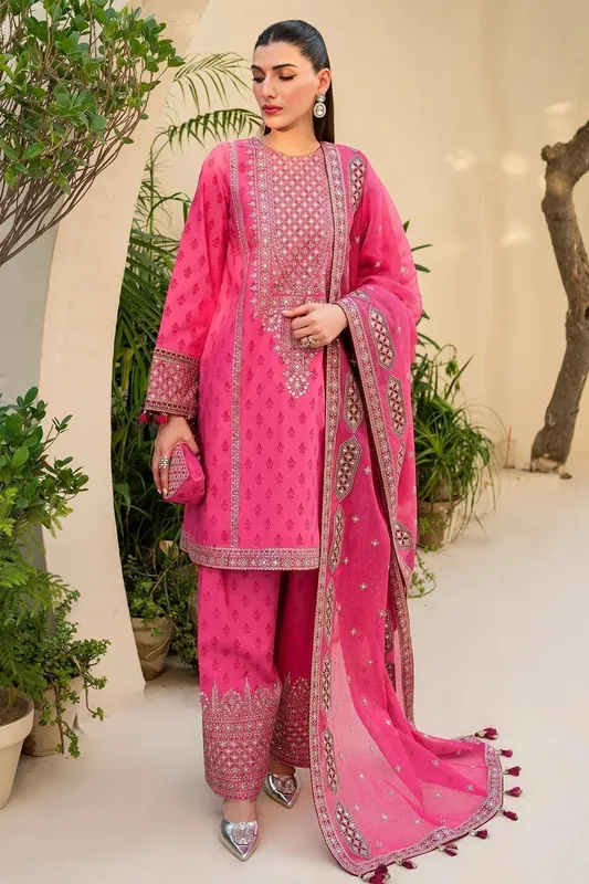 Jazmin Irish Lawn SS 24 Pink Dobby – view 1 – Poshaq