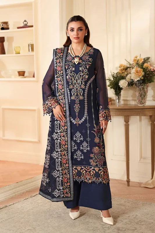 Ramsha Dastaan Formals Blue Raw Silk – view 1 – Poshaq