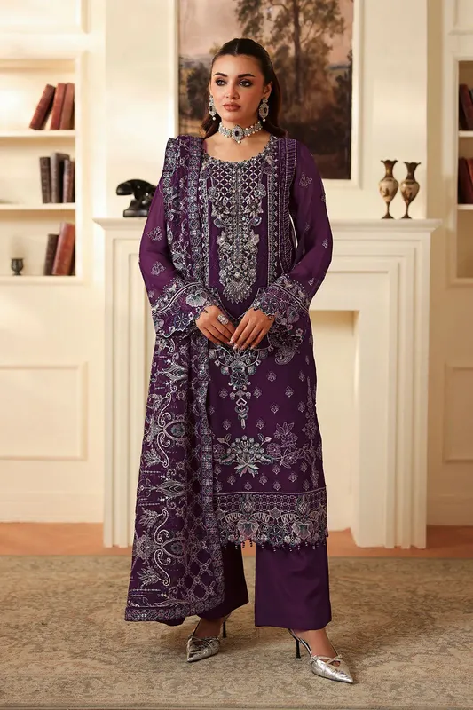 Ramsha Dastaan Formals Purple Raw Silk – view 1 – Poshaq