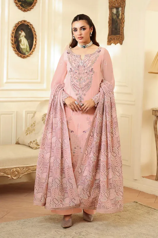 Ramsha Dastaan Formals Pink Raw Silk – view 1 – Poshaq