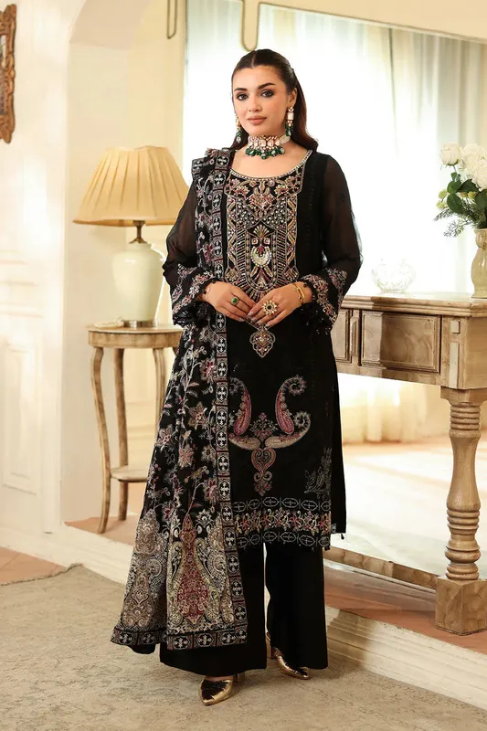 Ramsha Dastaan Formals Black Organza – view 1 – Poshaq