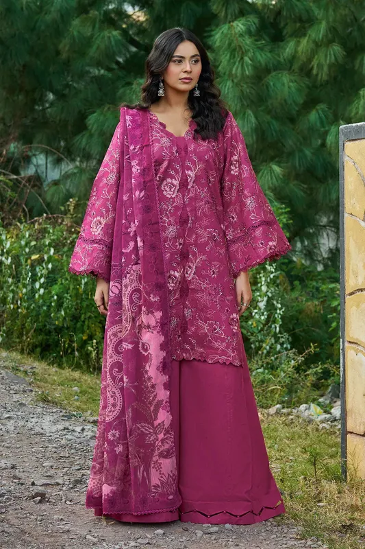 Ramsha Riwaj Winter Collection Dark Pink Chiffon – view 1 – Poshaq