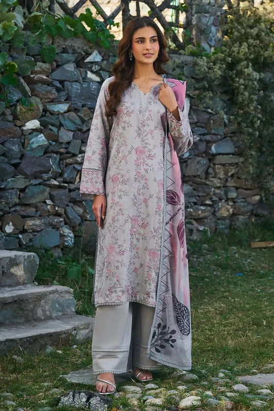 Ramsha Riwaj Winter Collection soft gray Chiffon – view 1 – Poshaq
