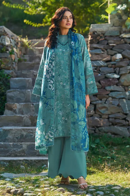 Ramsha Riwaj Winter Collection Teal Chiffon – view 1 – Poshaq