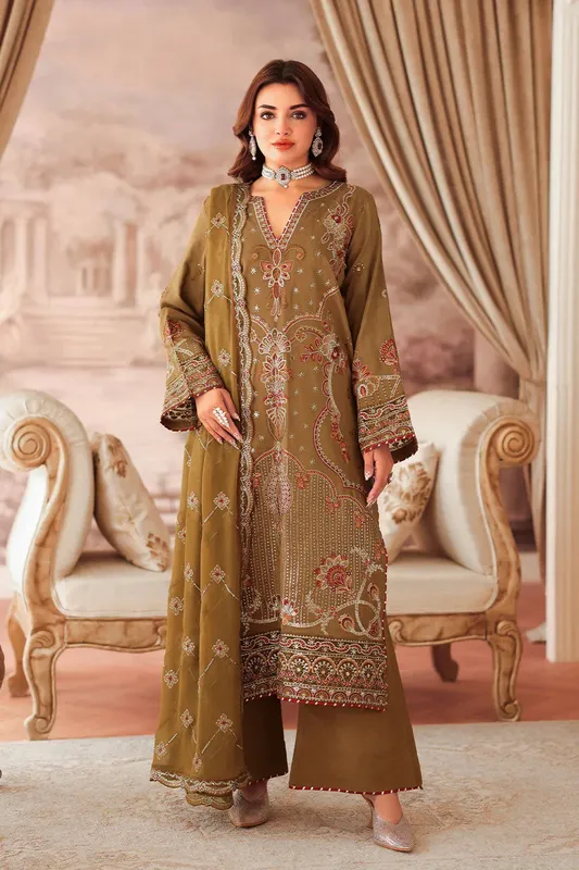 Ramsha Aangan Luxury Raw silk Coffee Raw Silk – view 1 – Poshaq