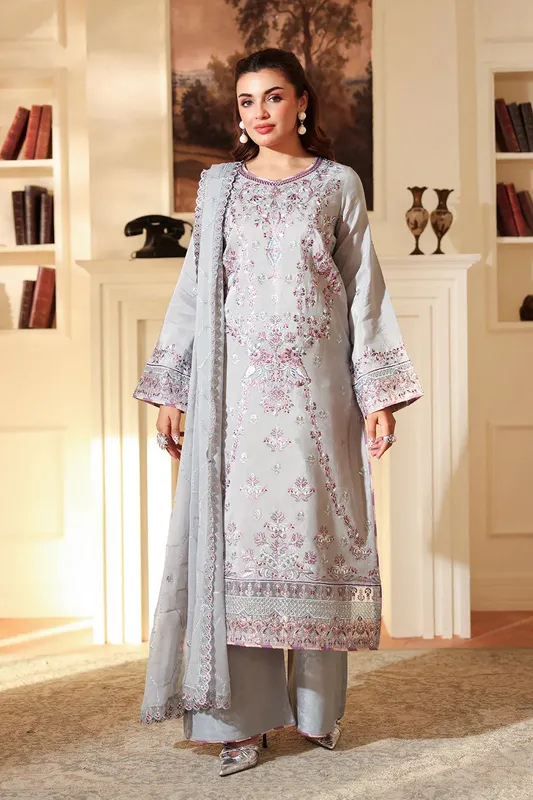Ramsha Aangan Luxury Raw silk soft gray Raw Silk – view 1 – Poshaq