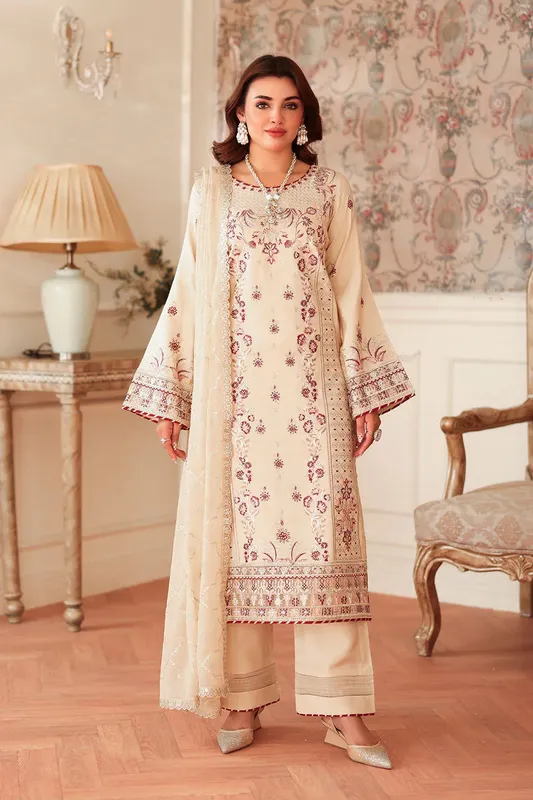 Ramsha Aangan Luxury Raw silk Cream Raw Silk – view 1 – Poshaq