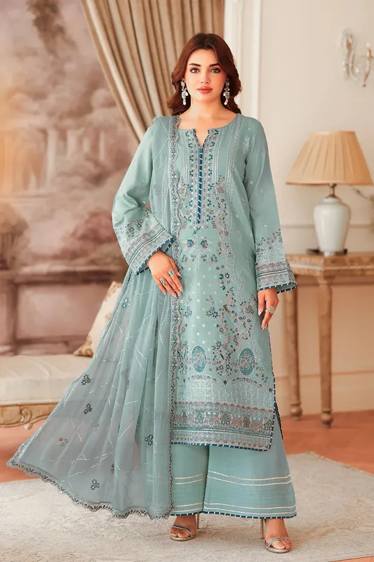 Ramsha Aangan Luxury Raw silk Ice Blue Raw Silk – view 1 – Poshaq
