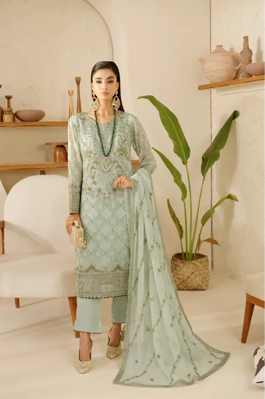 Ramsha Sonehri Formals Sky Blue Organza – view 1 – Poshaq