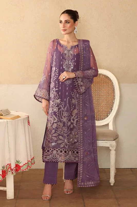 Ramsha Sonehri Formals Dark Purple Organza – view 1 – Poshaq