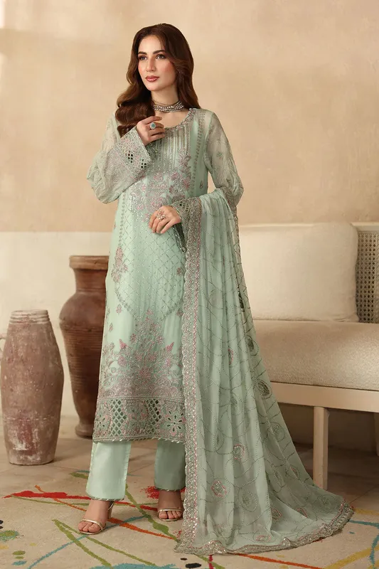 Ramsha Sonehri Formals Pastel Mint Organza – view 1 – Poshaq