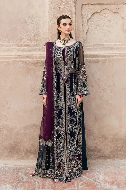 Shagna Mehfil Festive Formals deep blue Organza – view 1 – Poshaq