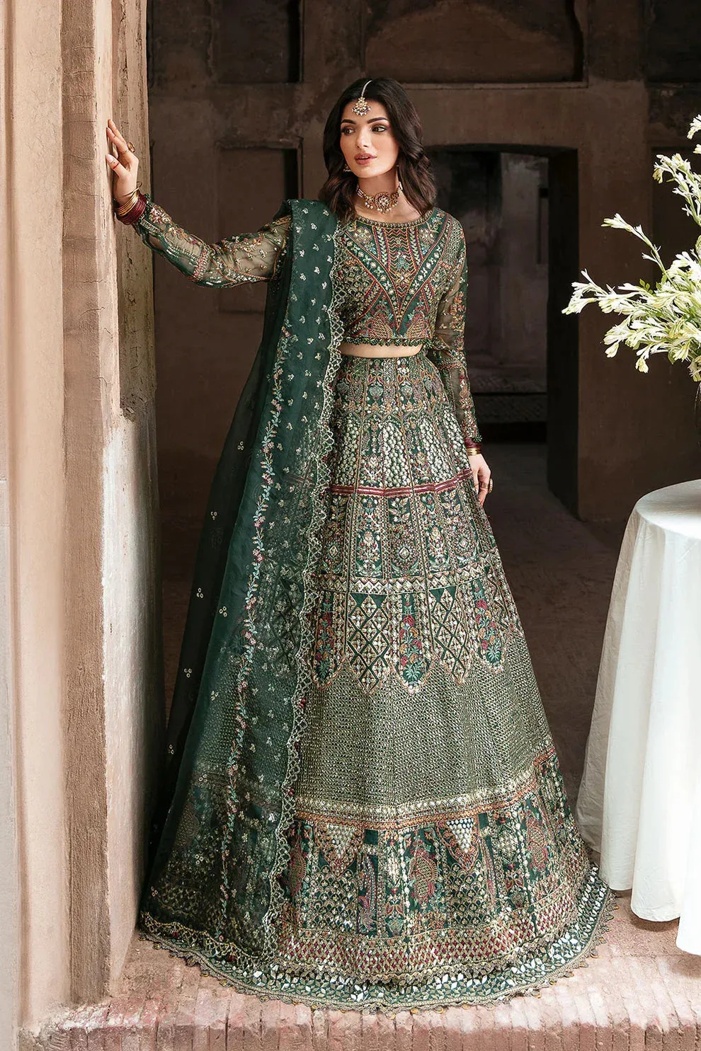 Shagna Mehfil Festive Formals Green Organza – view 1 – Poshaq