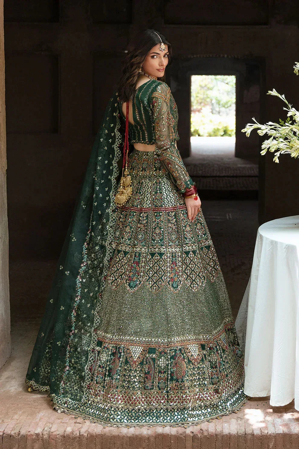 Shagna Mehfil Festive Formals Green Organza – view 2 – Poshaq