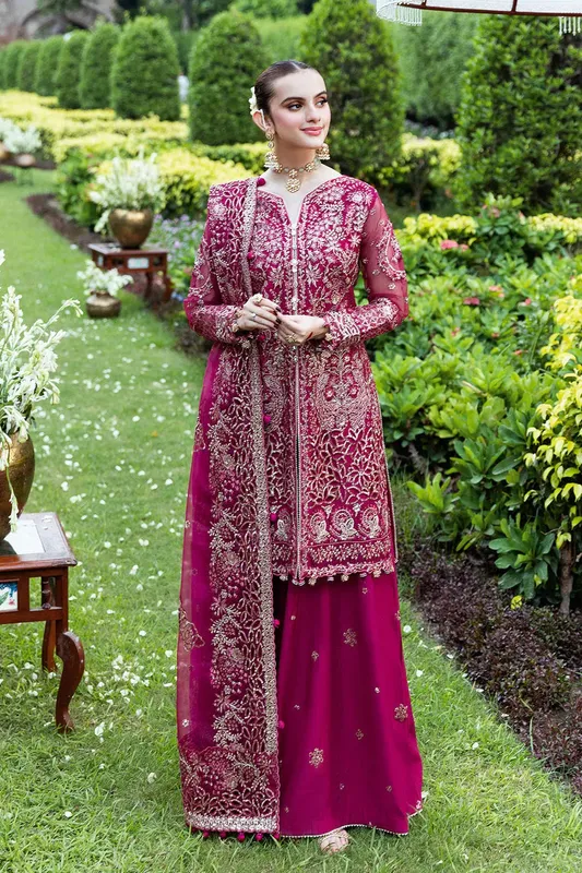 Shagna Mehfil Festive Formals deep pink Organza – view 1 – Poshaq