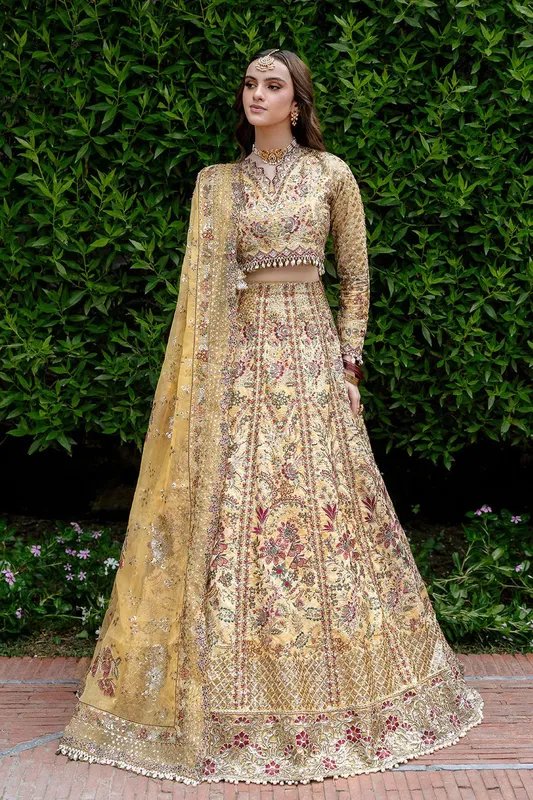 Shagna Mehfil Festive Formals deep yellow Raw Silk – view 1 – Poshaq